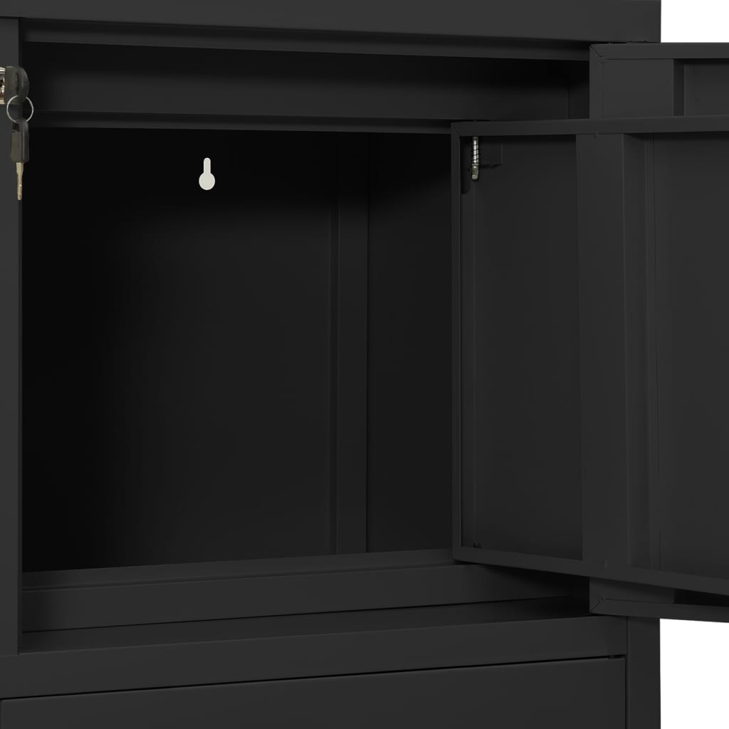 Kantoorkast 90X40X25 Cm Staal Kleurig Antraciet Met plantenbak