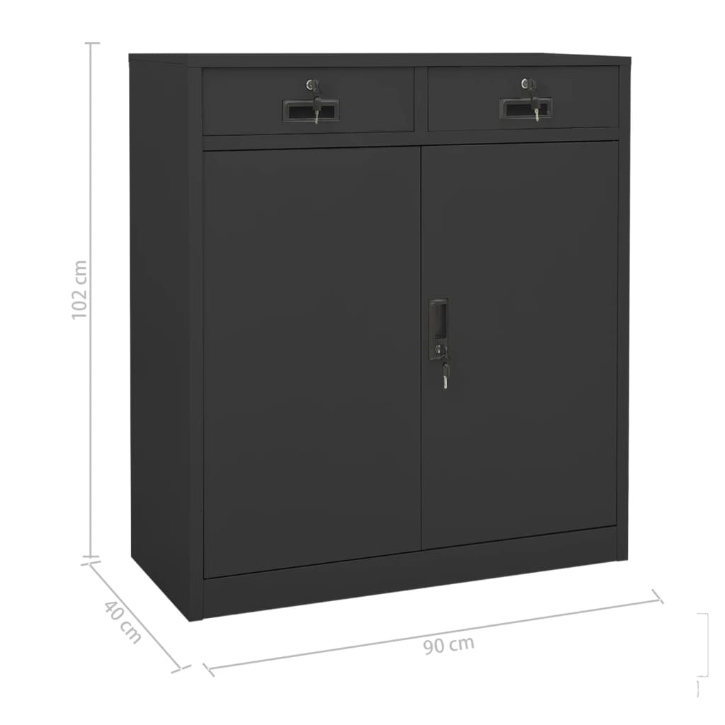 Kantoorkast 90X40X25 Cm Staal Kleurig Antraciet Met plantenbak