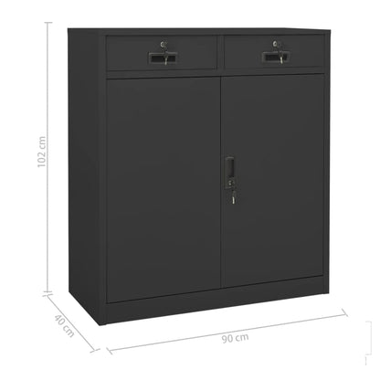 Kantoorkast 90X40X25 Cm Staal Kleurig Antraciet Met plantenbak
