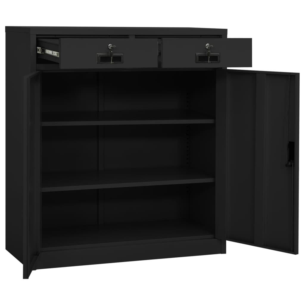 Kantoorkast 90X40X25 Cm Staal Kleurig Antraciet Met plantenbak