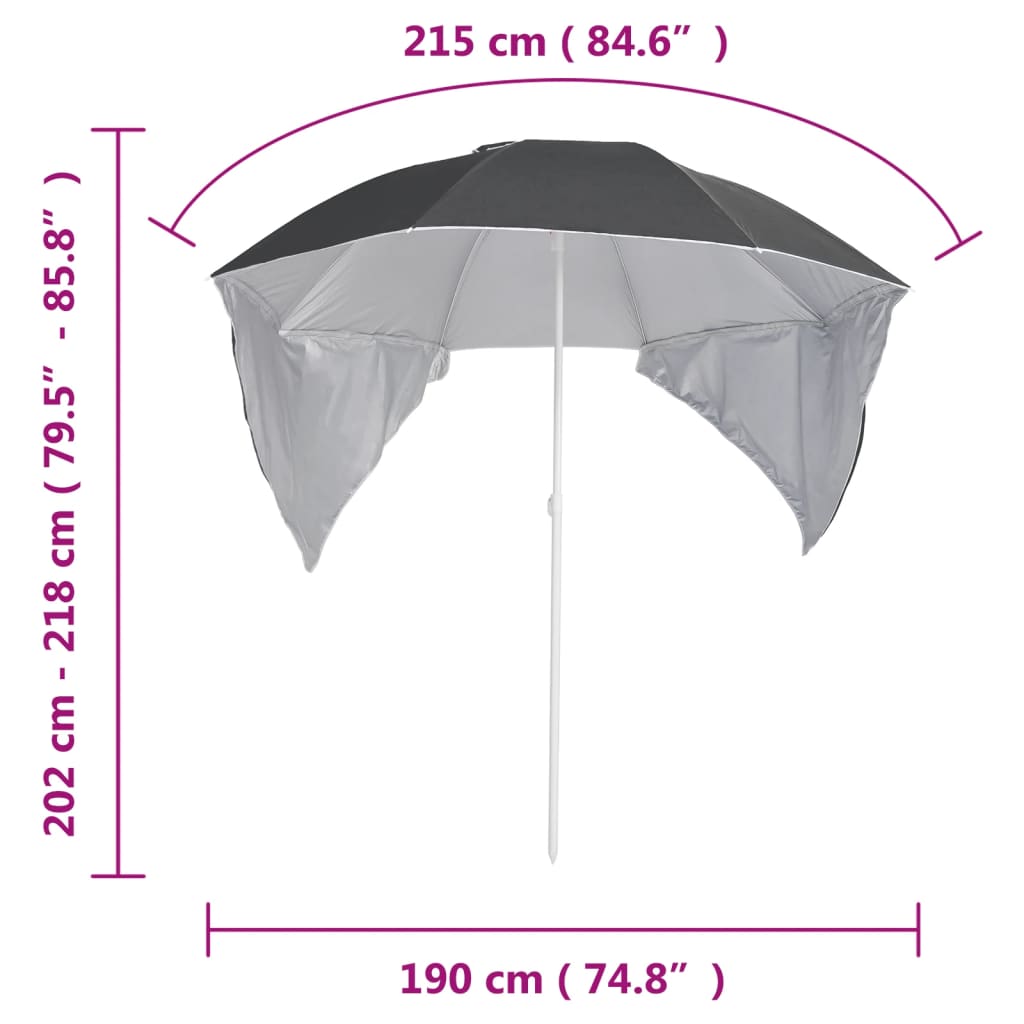 Strandparasol Met Zijwanden 215 Cm Kleurig Antraciet
