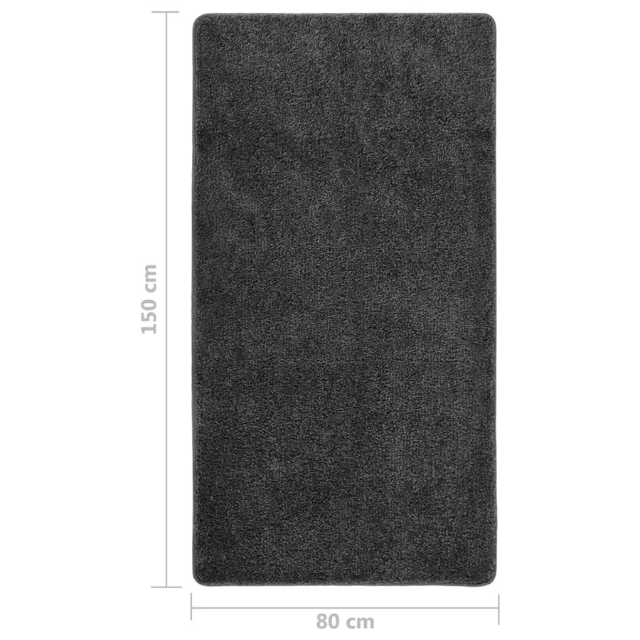 Vloerkleed Shaggy Anti-Slip 80 x 150 cm Donkergrijs