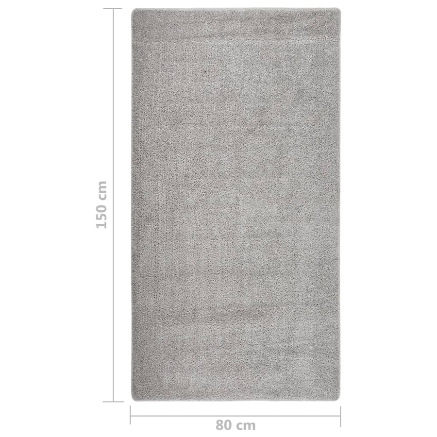 Vloerkleed Shaggy Anti-Slip 80 x 150 cm Lichtgrijs