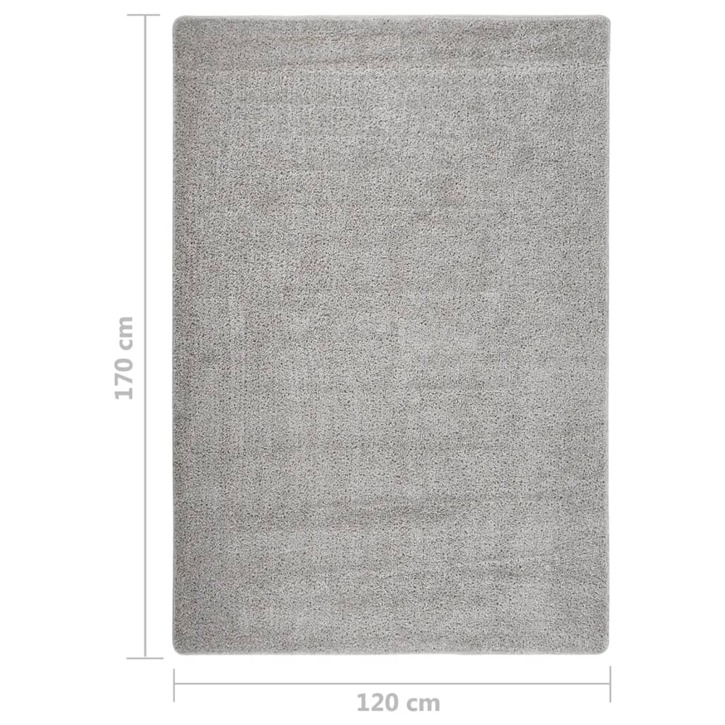 Vloerkleed Shaggy Anti-Slip 120 x 170 cm Lichtgrijs