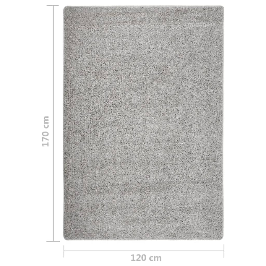 Vloerkleed Shaggy Anti-Slip 120 x 170 cm Lichtgrijs