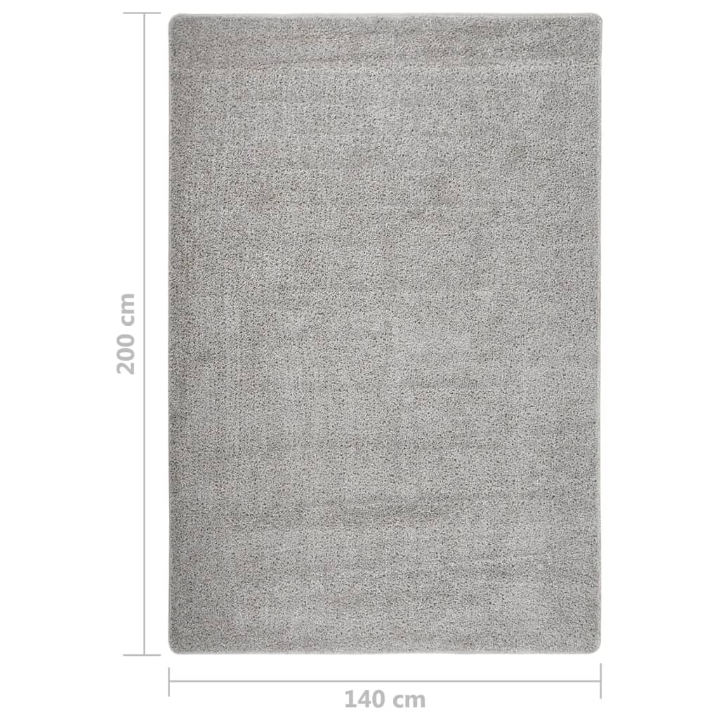 Vloerkleed Shaggy Anti-Slip 140 x 200 cm Lichtgrijs