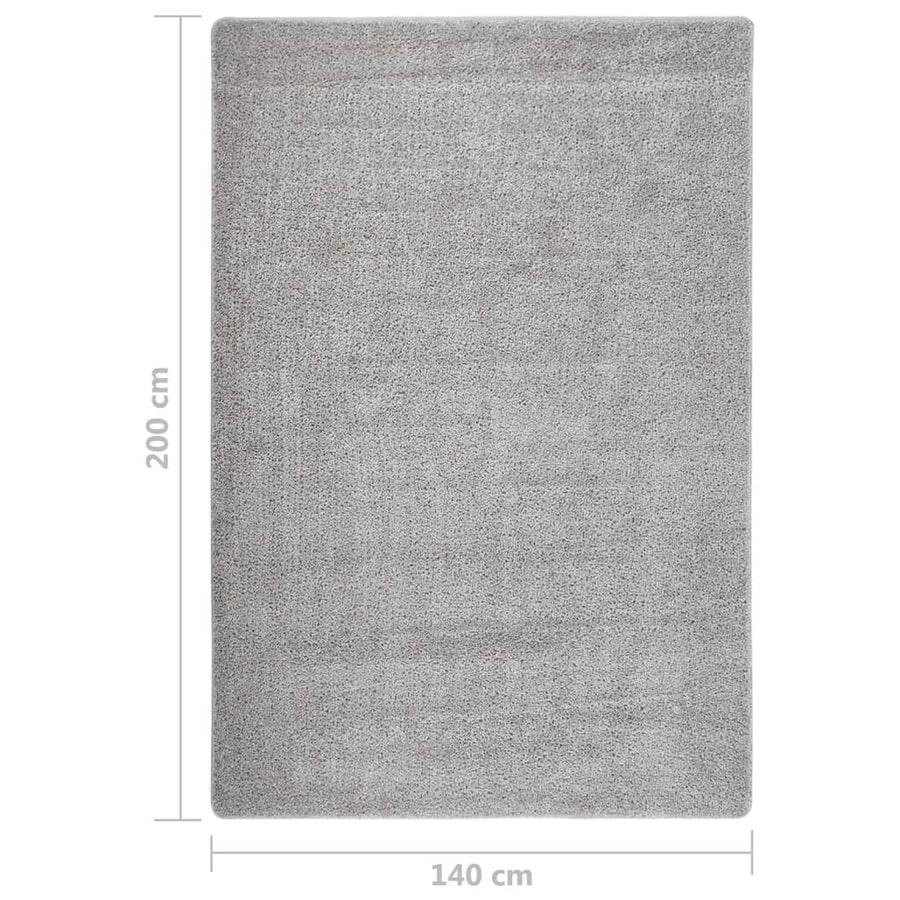 Vloerkleed Shaggy Anti-Slip 140 x 200 cm Lichtgrijs