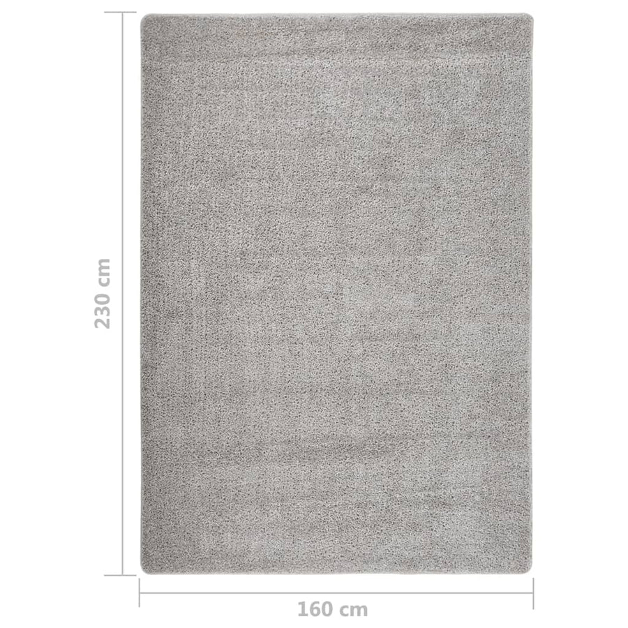 Vloerkleed Shaggy Anti-Slip 160 x 230 cm Lichtgrijs