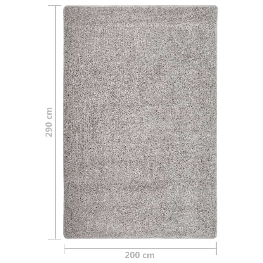 Vloerkleed Shaggy Anti-Slip 200 x 290 cm Lichtgrijs