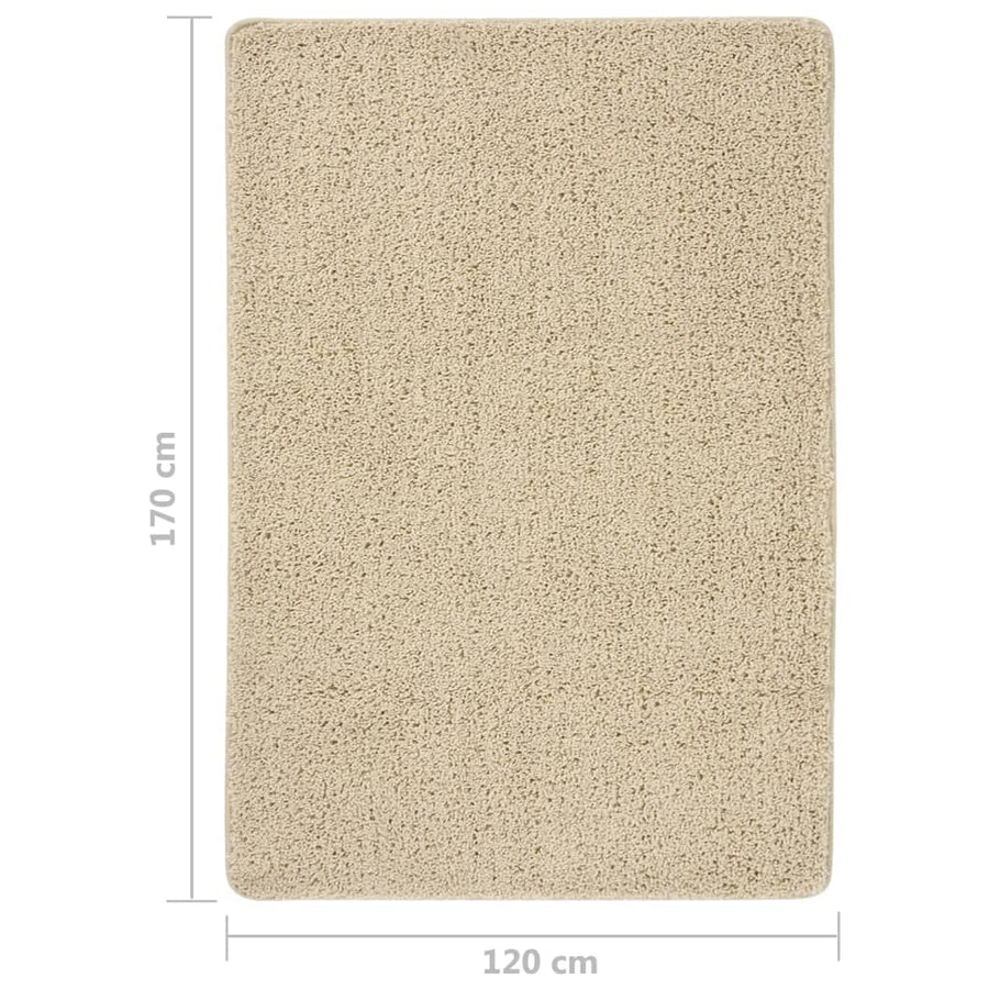 Vloerkleed Shaggy Anti-Slip Kleurig 120 x 170 cm Crème