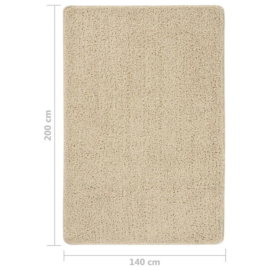 Vloerkleed Shaggy Anti-Slip Kleurig 140 x 200 cm Crème