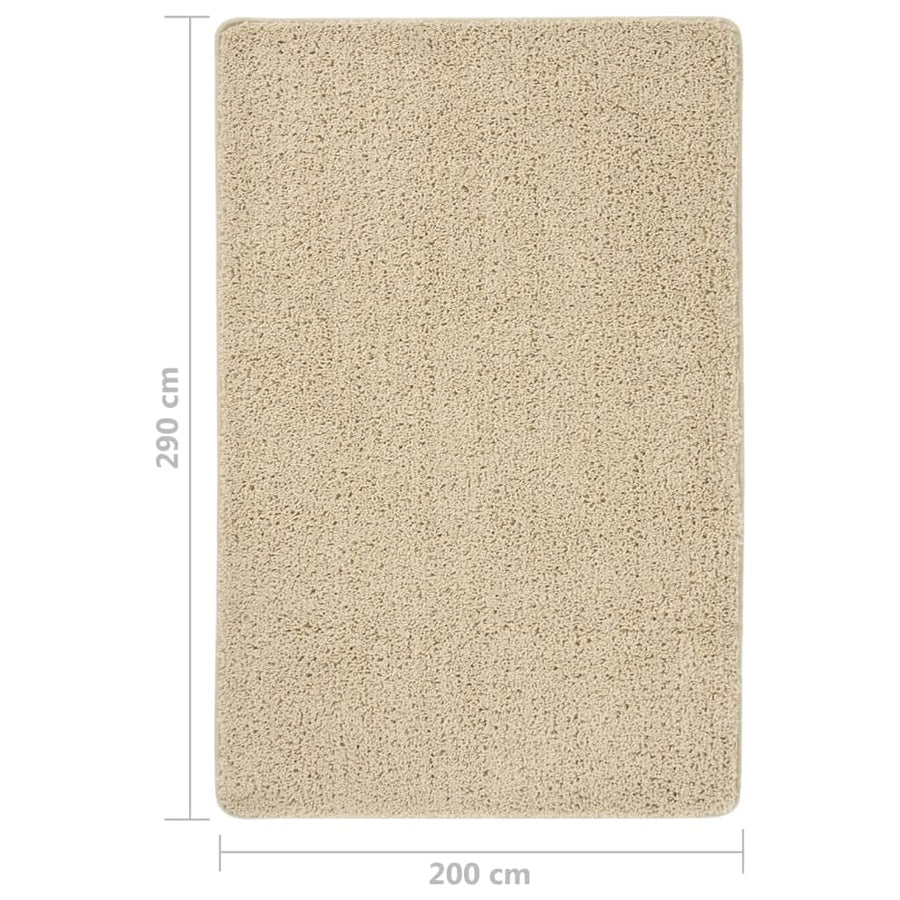 Vloerkleed Shaggy Anti-Slip Kleurig 200 x 290 cm Crème