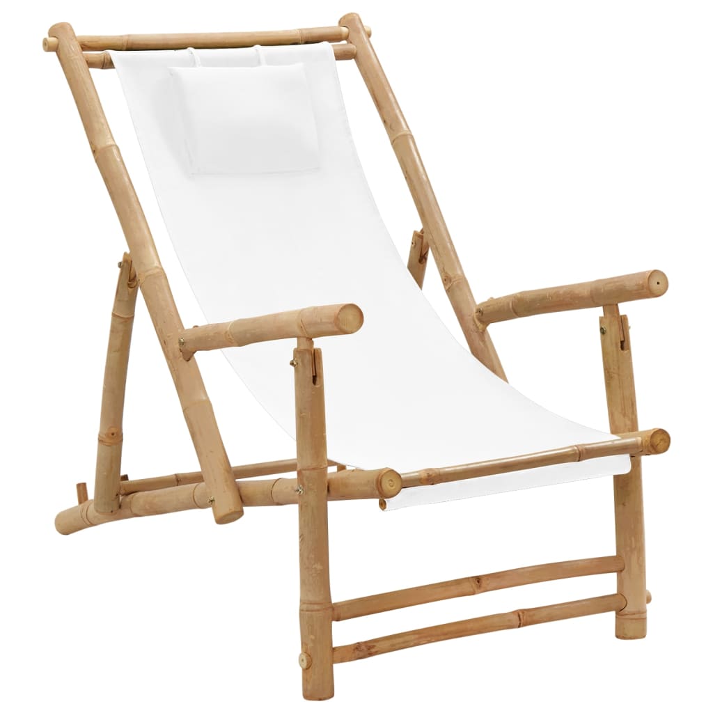 Terrasstoel Bamboe En Canvas Crèmewit