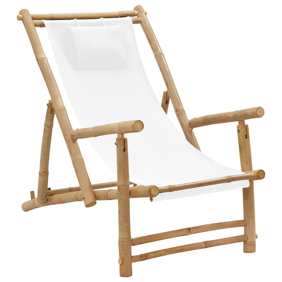 Terrasstoel Bamboe En Canvas Crèmewit