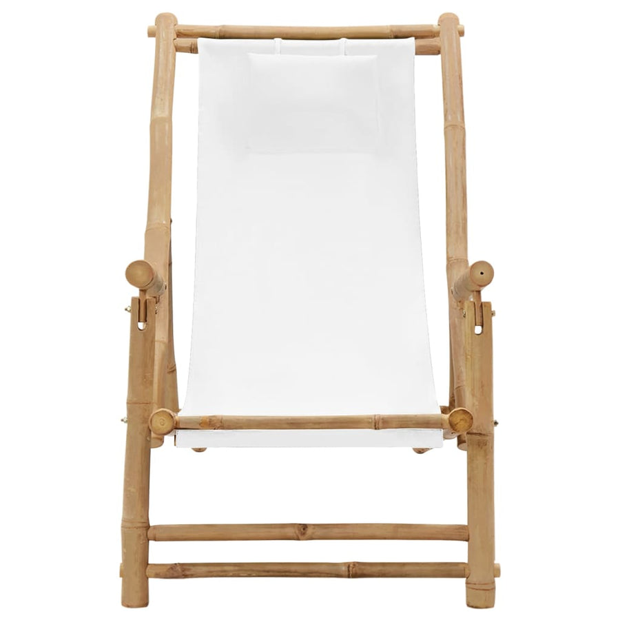 Terrasstoel Bamboe En Canvas Crèmewit