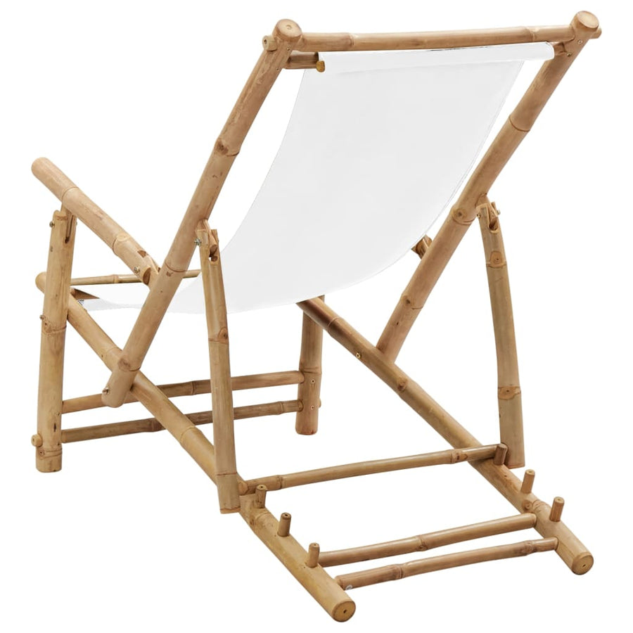 Terrasstoel Bamboe En Canvas Crèmewit