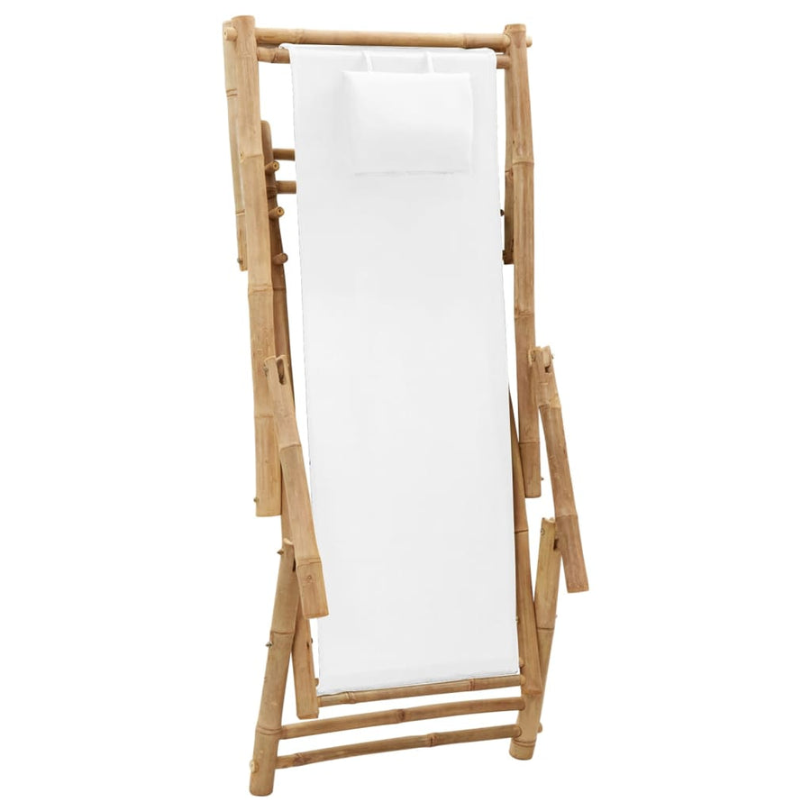 Terrasstoel Bamboe En Canvas Crèmewit