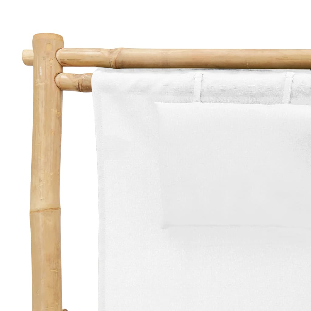Terrasstoel Bamboe En Canvas Crèmewit