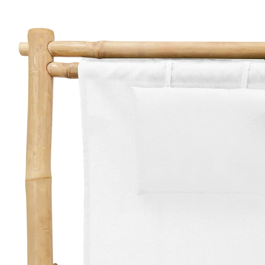 Terrasstoel Bamboe En Canvas Crèmewit