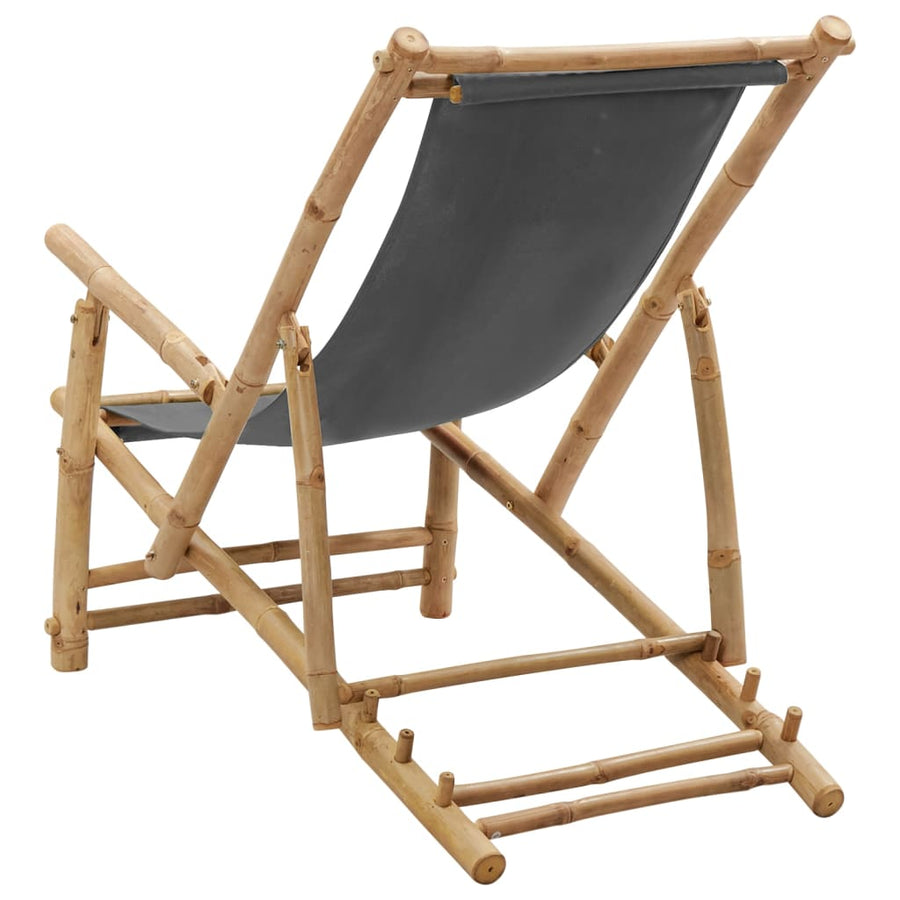 Terrasstoel Bamboe En Canvas Donkergrijs