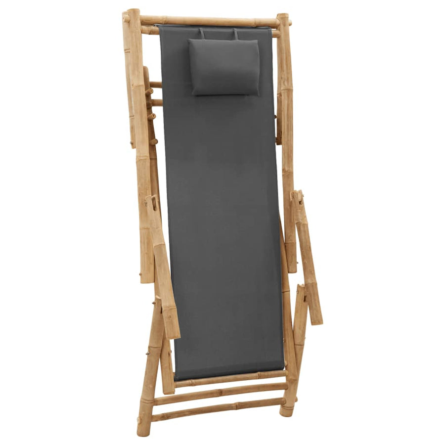 Terrasstoel Bamboe En Canvas Donkergrijs