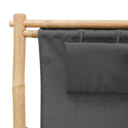 Terrasstoel Bamboe En Canvas Donkergrijs