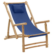 Terrasstoel bamboe canvas marineblauw 60x106x90 cm