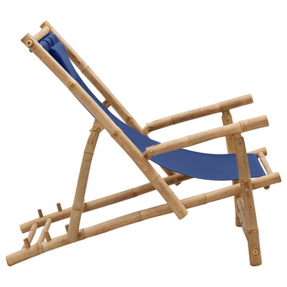 Terrasstoel Bamboe En Canvas Marineblauw