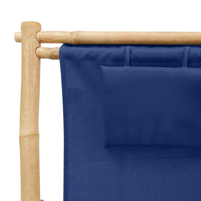 Terrasstoel Bamboe En Canvas Marineblauw