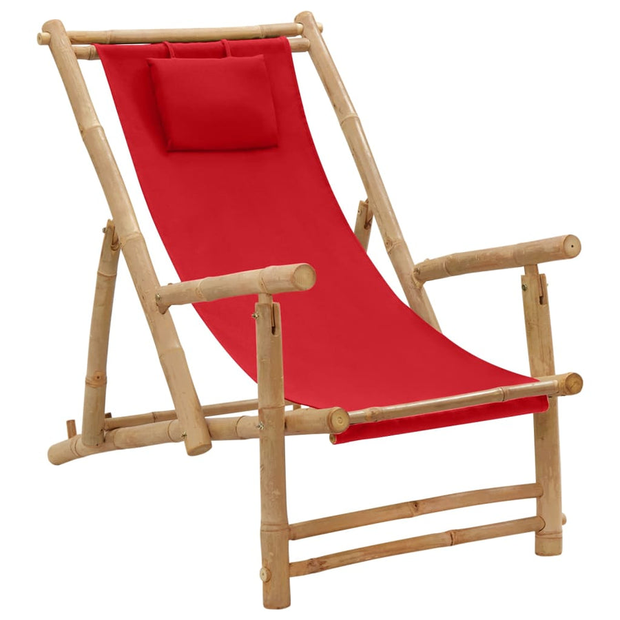 Terrasstoel Bamboe En Canvas Rood