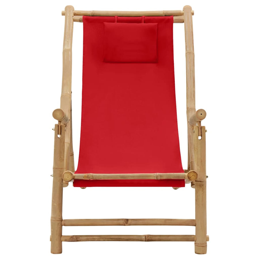 Terrasstoel Bamboe En Canvas Rood