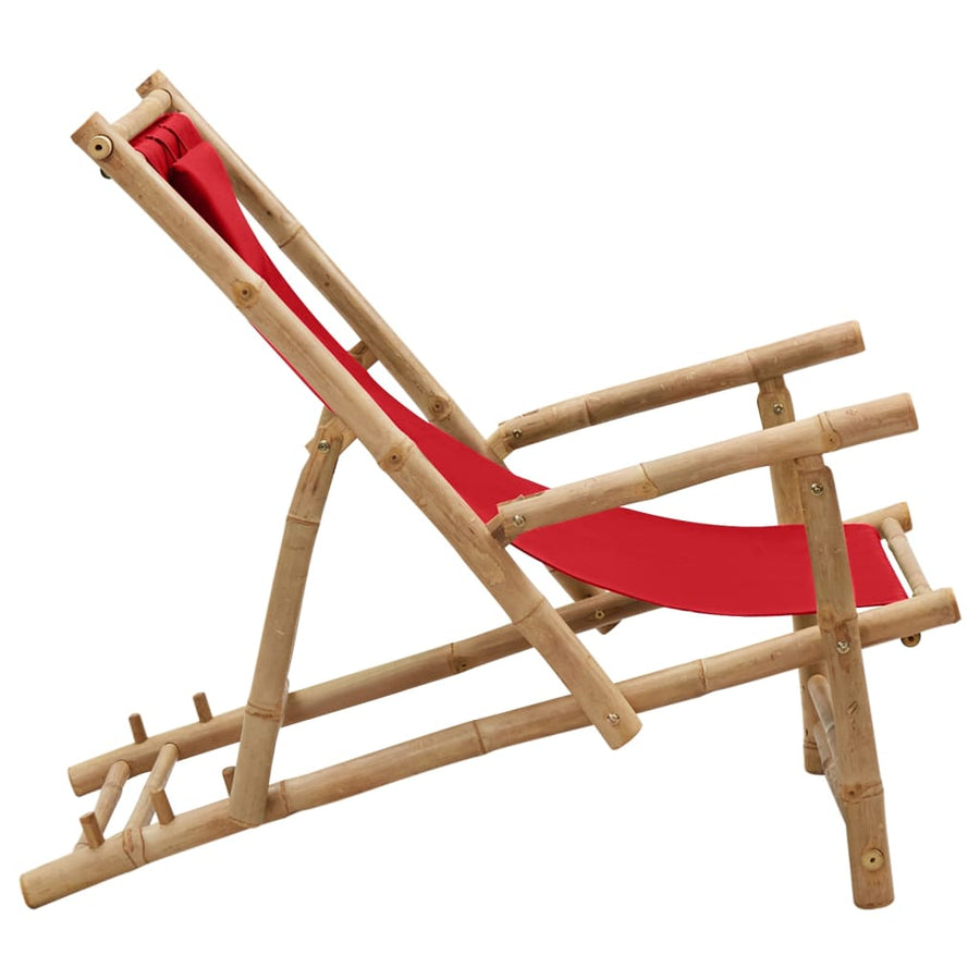 Terrasstoel Bamboe En Canvas Rood