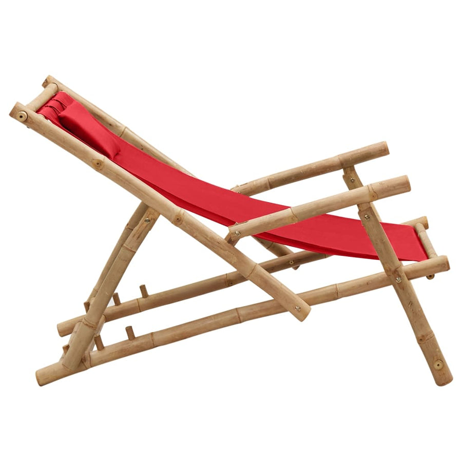 Terrasstoel Bamboe En Canvas Rood
