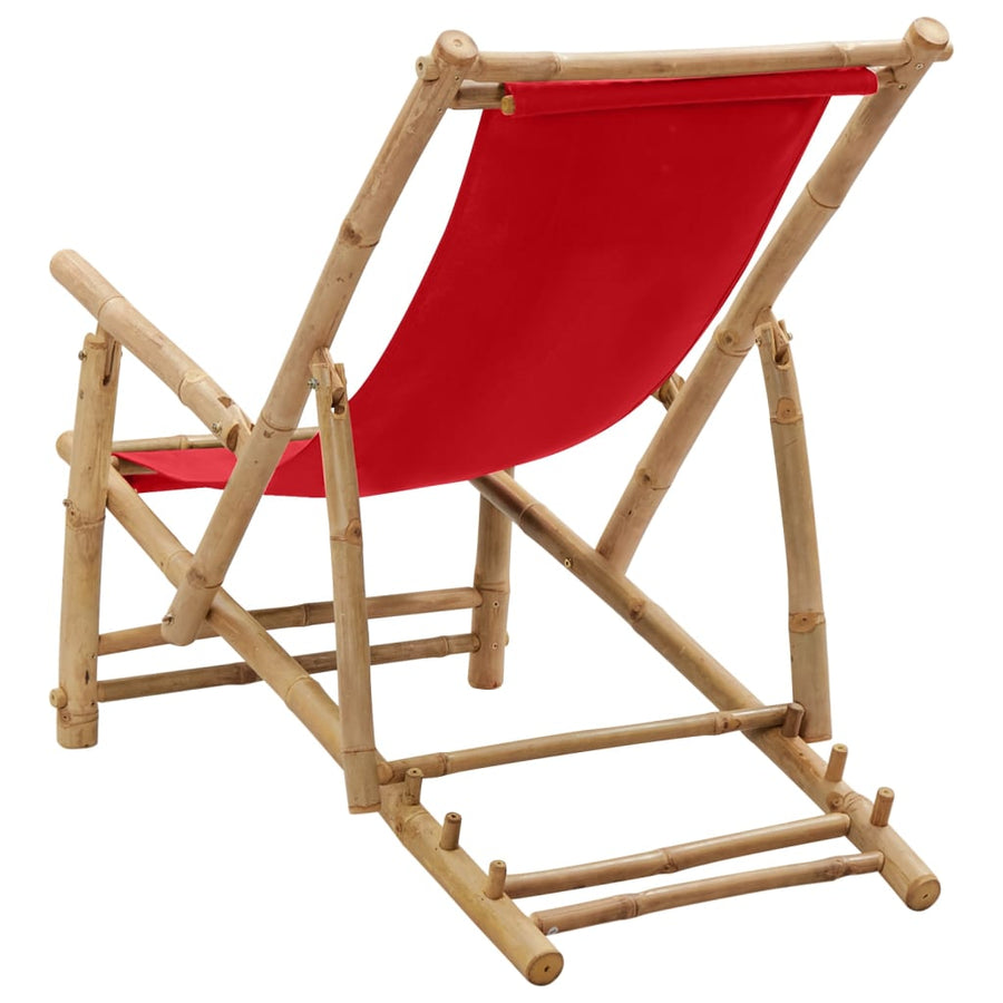 Terrasstoel Bamboe En Canvas Rood