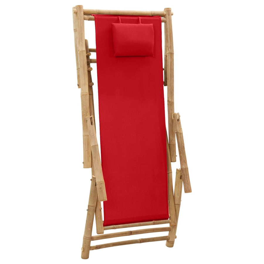 Terrasstoel Bamboe En Canvas Rood