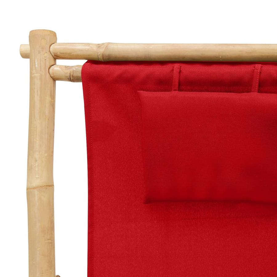 Terrasstoel Bamboe En Canvas Rood