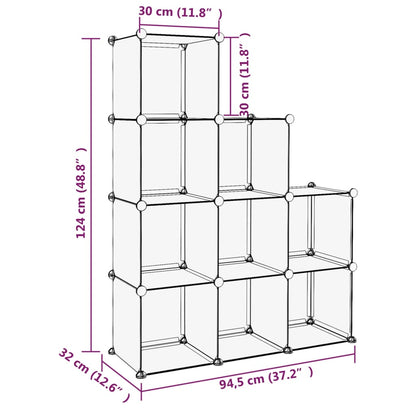Opbergmeubel Met 9 Vakken Polypropeen 94.5 x 32 x 124 cm Zwart