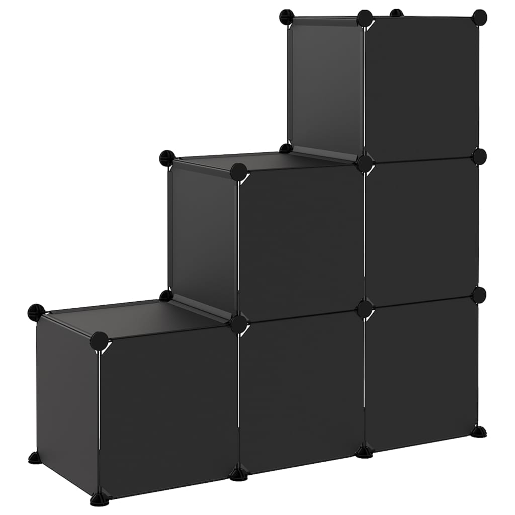 Opbergmeubel Met 6 Vakken Polypropeen 94.5 x 31.5 x 93 cm Zwart