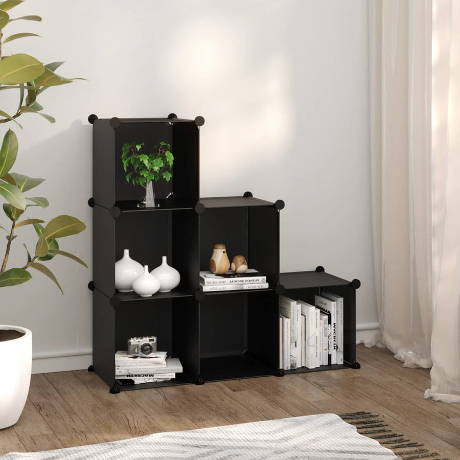 Opbergmeubel Met 6 Vakken Polypropeen 94.5 x 31.5 x 93 cm Zwart