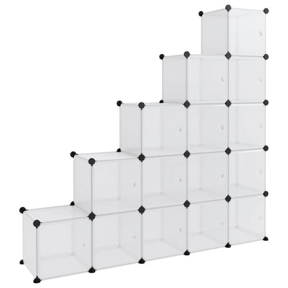 Opbergmeubel Met 5 Vakken En Deuren Polypropeen 155 x 32 x 153.5 cm Transparant en wit