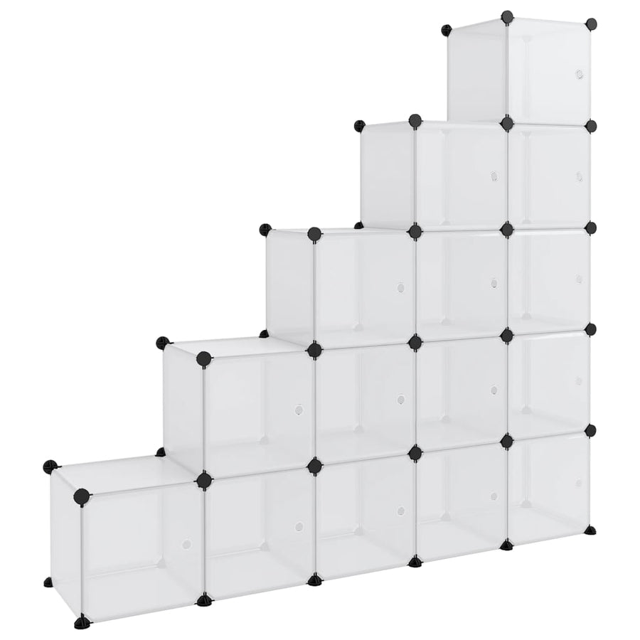 Opbergmeubel Met 5 Vakken En Deuren Polypropeen 155 x 32 x 153.5 cm Transparant en wit