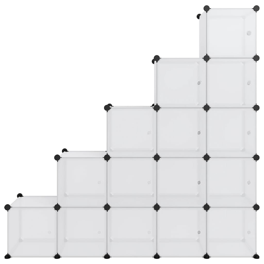 Opbergmeubel Met 5 Vakken En Deuren Polypropeen 155 x 32 x 153.5 cm Transparant en wit
