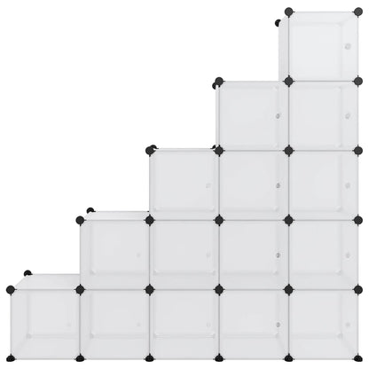 Opbergmeubel Met 5 Vakken En Deuren Polypropeen 155 x 32 x 153.5 cm Transparant en wit