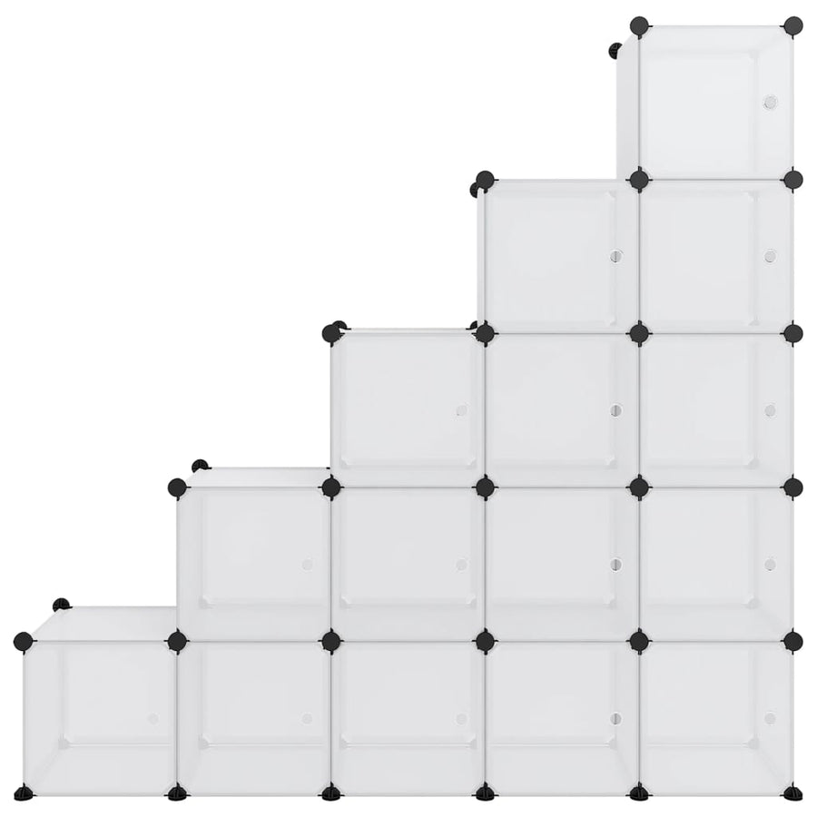 Opbergmeubel Met 5 Vakken En Deuren Polypropeen 155 x 32 x 153.5 cm Transparant en wit