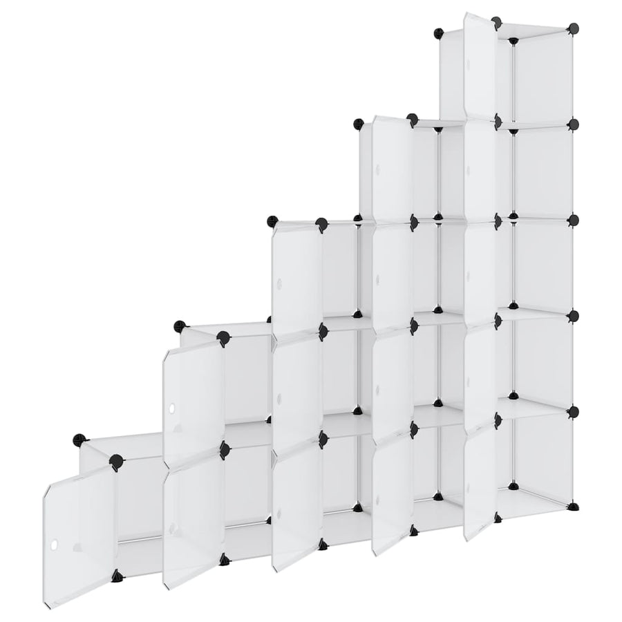 Opbergmeubel Met 5 Vakken En Deuren Polypropeen 155 x 32 x 153.5 cm Transparant en wit
