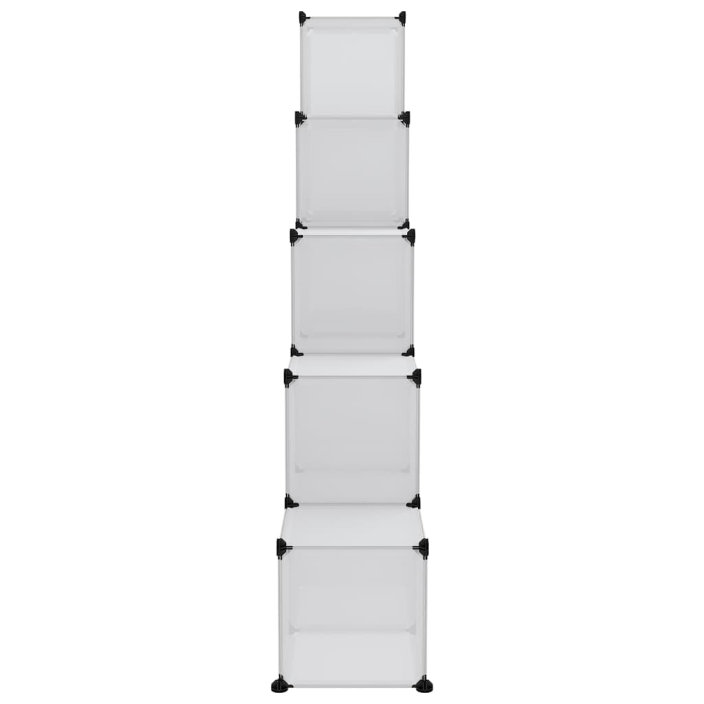Opbergmeubel Met 5 Vakken En Deuren Polypropeen 155 x 32 x 153.5 cm Transparant en wit