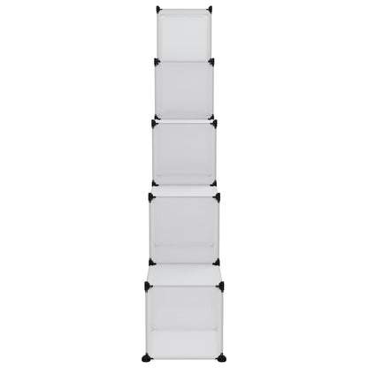 Opbergmeubel Met 5 Vakken En Deuren Polypropeen 155 x 32 x 153.5 cm Transparant en wit