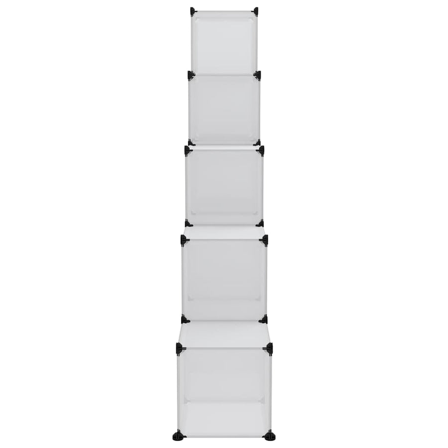 Opbergmeubel Met 5 Vakken En Deuren Polypropeen 155 x 32 x 153.5 cm Transparant en wit