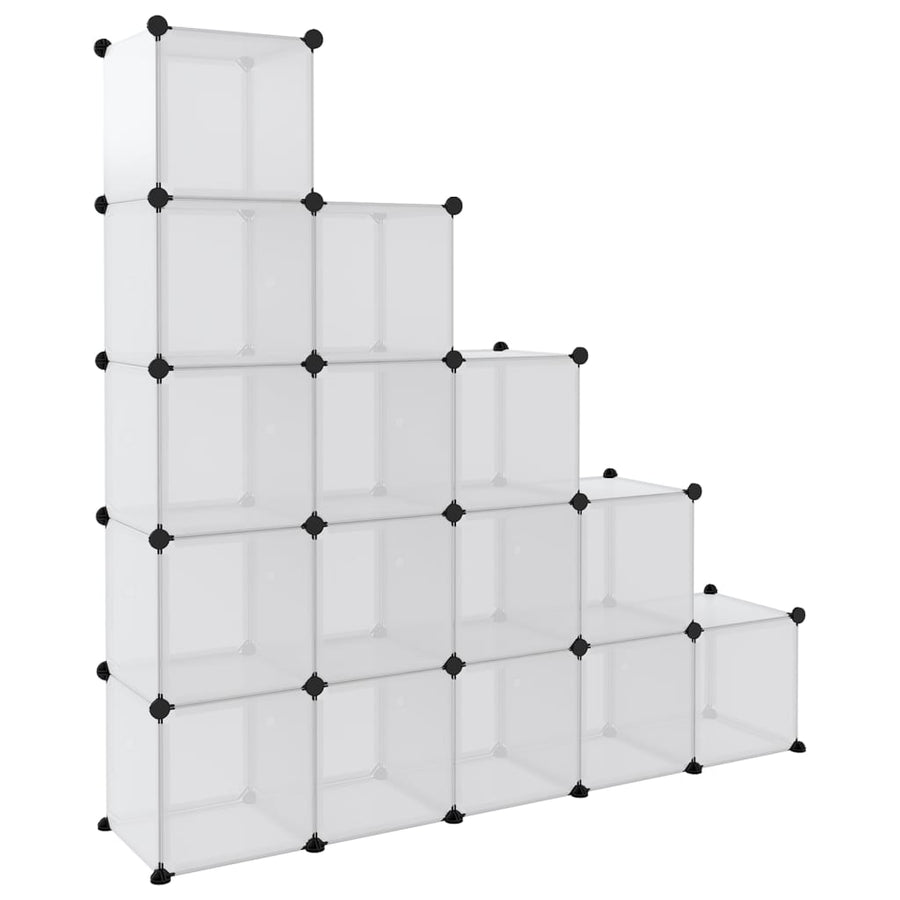 Opbergmeubel Met 5 Vakken En Deuren Polypropeen 155 x 32 x 153.5 cm Transparant en wit