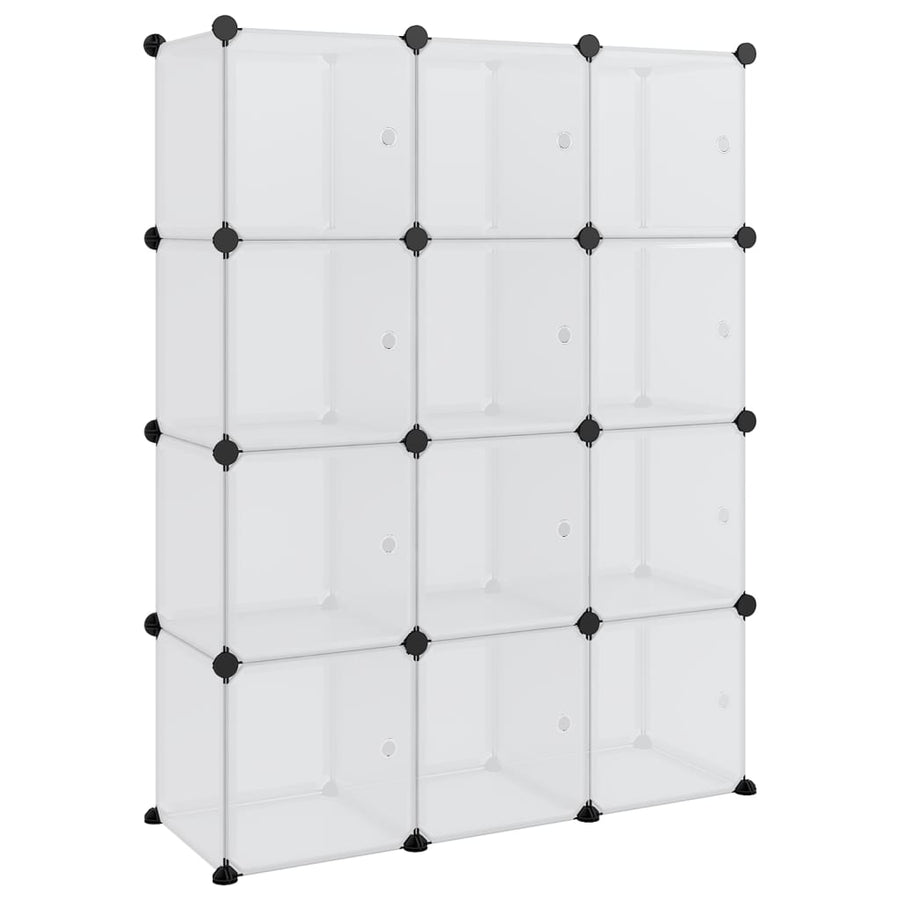 Opbergmeubel Met 2 Vakken En Deuren Polypropeen 94 x 31.5 x 123.5 cm Transparant en wit